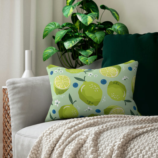 Limes and Blueberries Spun Polyester Lumbar Pillow