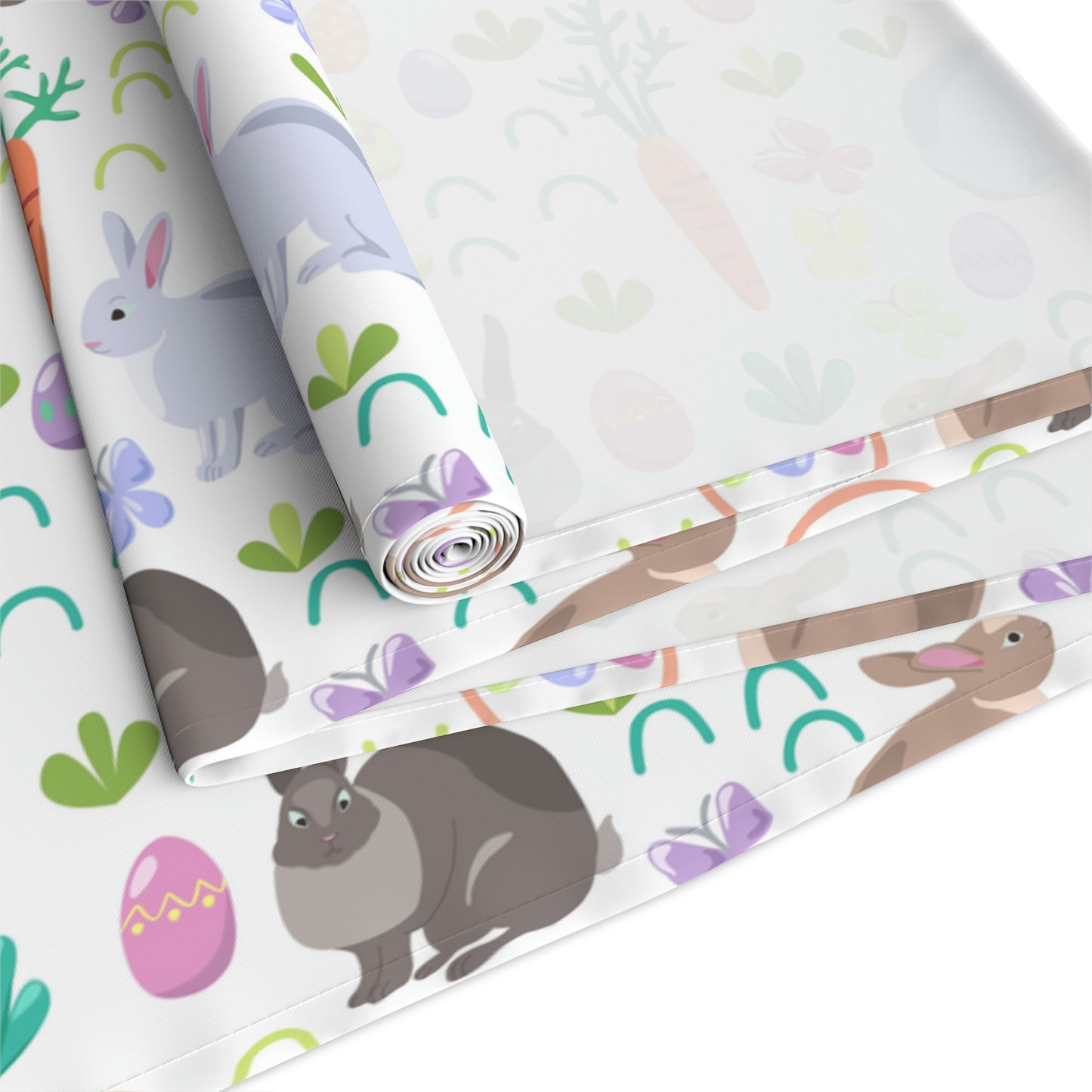 Easter Baskets, Carrots and Rabbits Table Runner (Cotton, Poly)