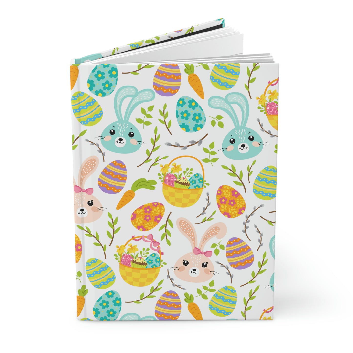 Pink and Blue Easter Bunnies Hardcover Journal