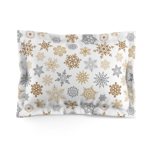 Gold and Silver Snowflakes Microfiber Pillow Sham