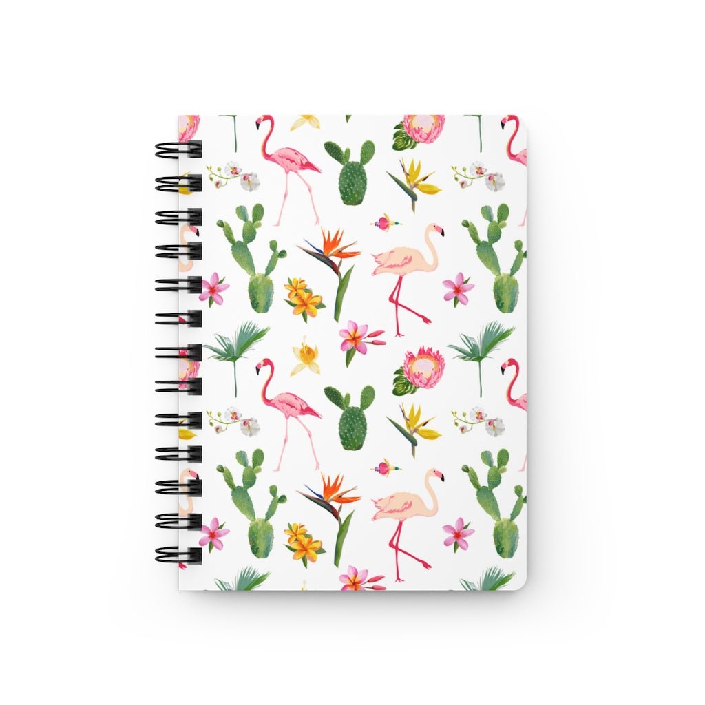 Cactus and Flamingos Spiral Bound Journal - Puffin Lime
