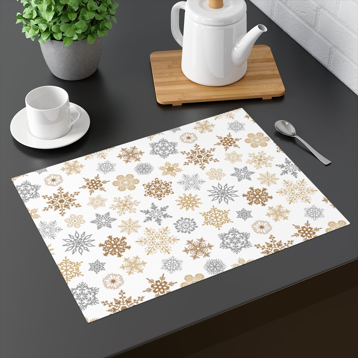 Gold and Silver Snowflakes Placemat