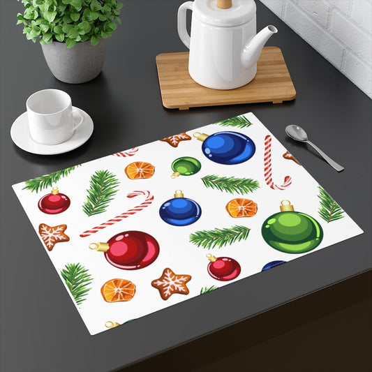 Candy Canes and Ornaments Cotton Placemat