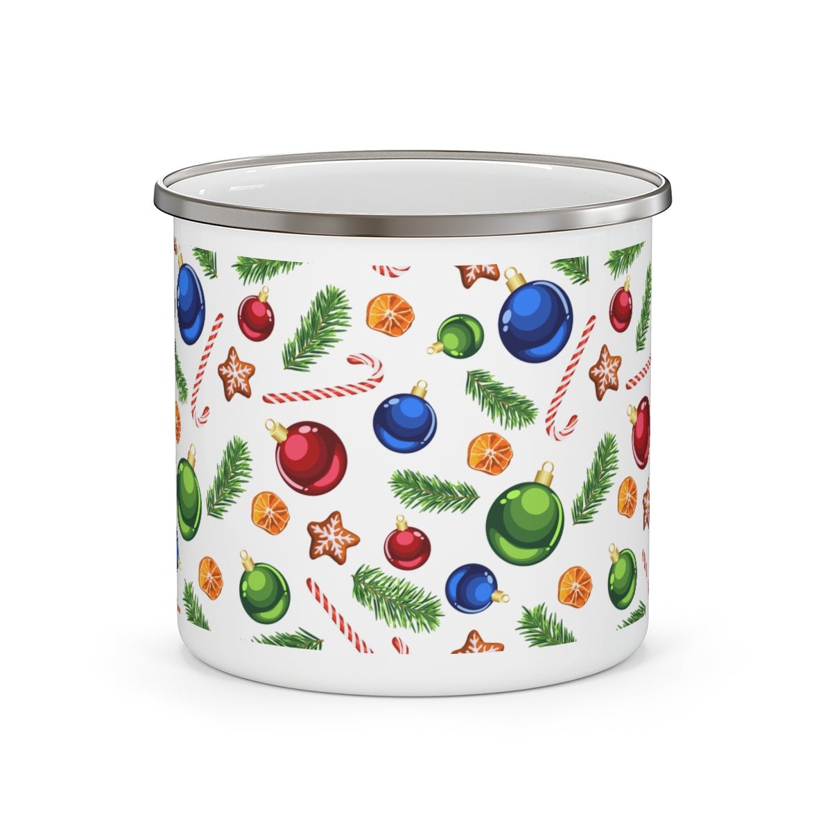 Candy Canes and Ornaments Stainless Steel Camping Mug - Puffin Lime