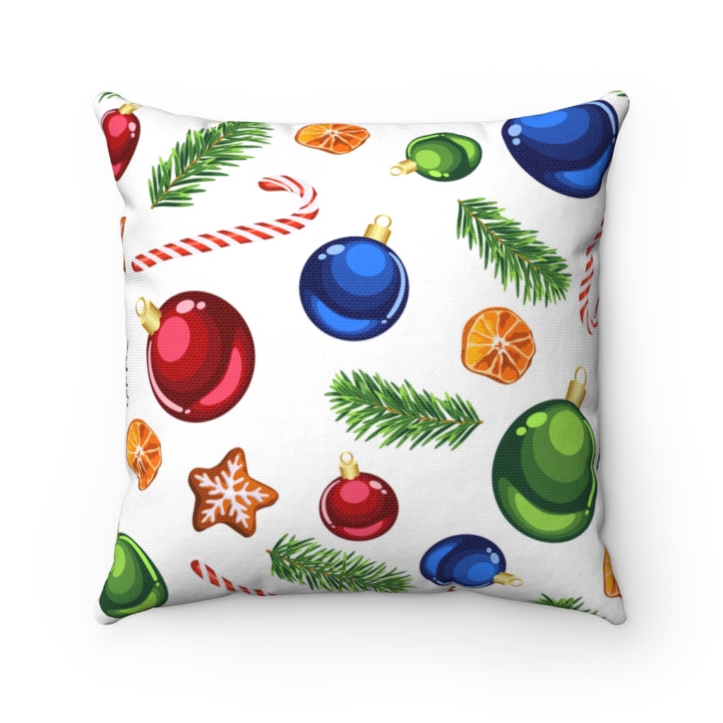 Candy Canes and Ornaments Throw Pillow