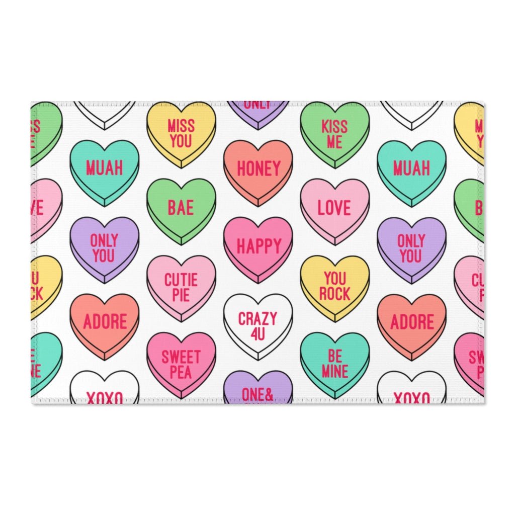 Candy Conversation Hearts Rug 36"x24" - Puffin Lime