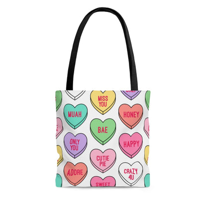Candy Conversation Hearts Tote Bag - Puffin Lime