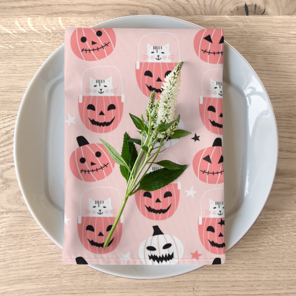 Cats in Pumpkins Napkins - Puffin Lime