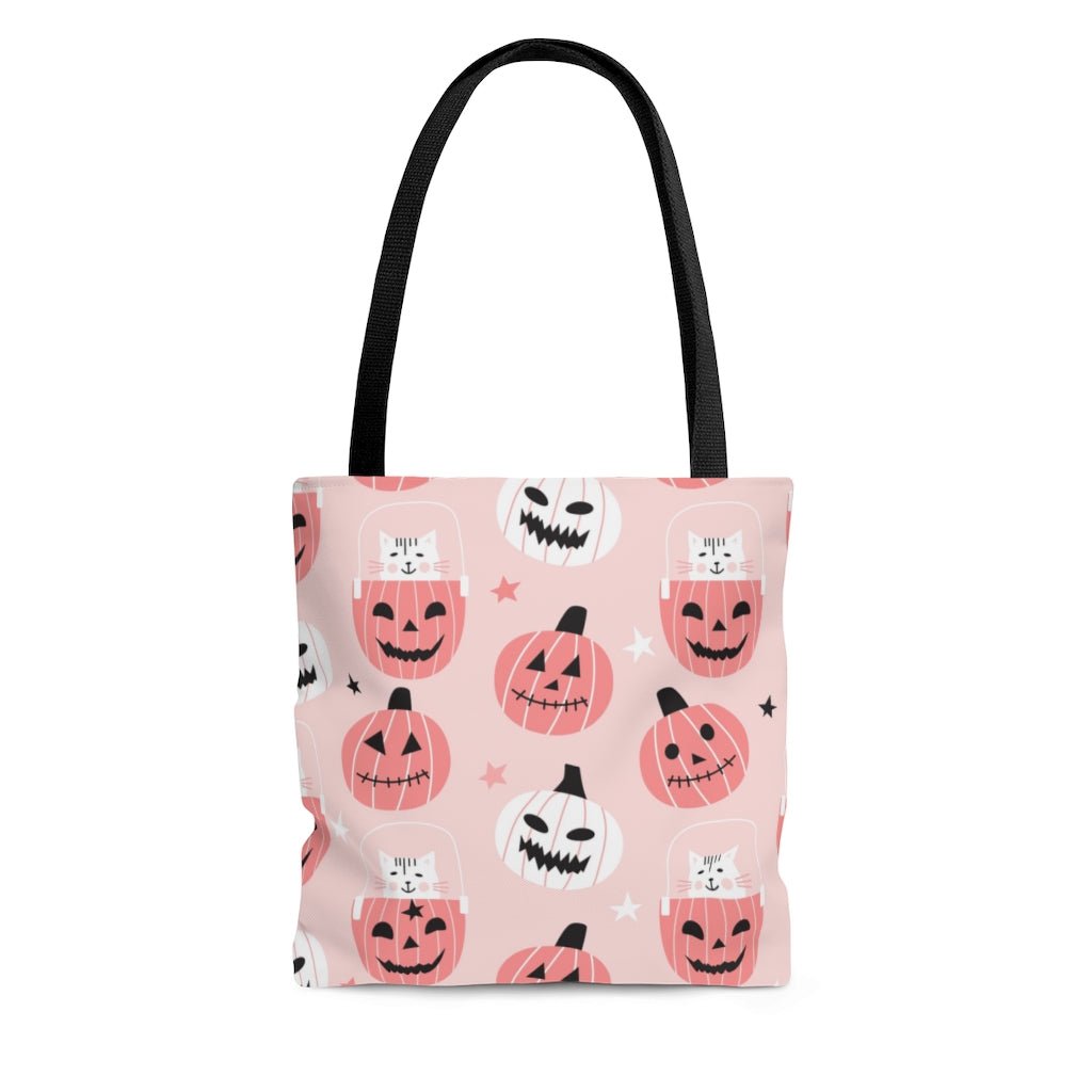Cats in Pumpkins Tote Bag - Puffin Lime