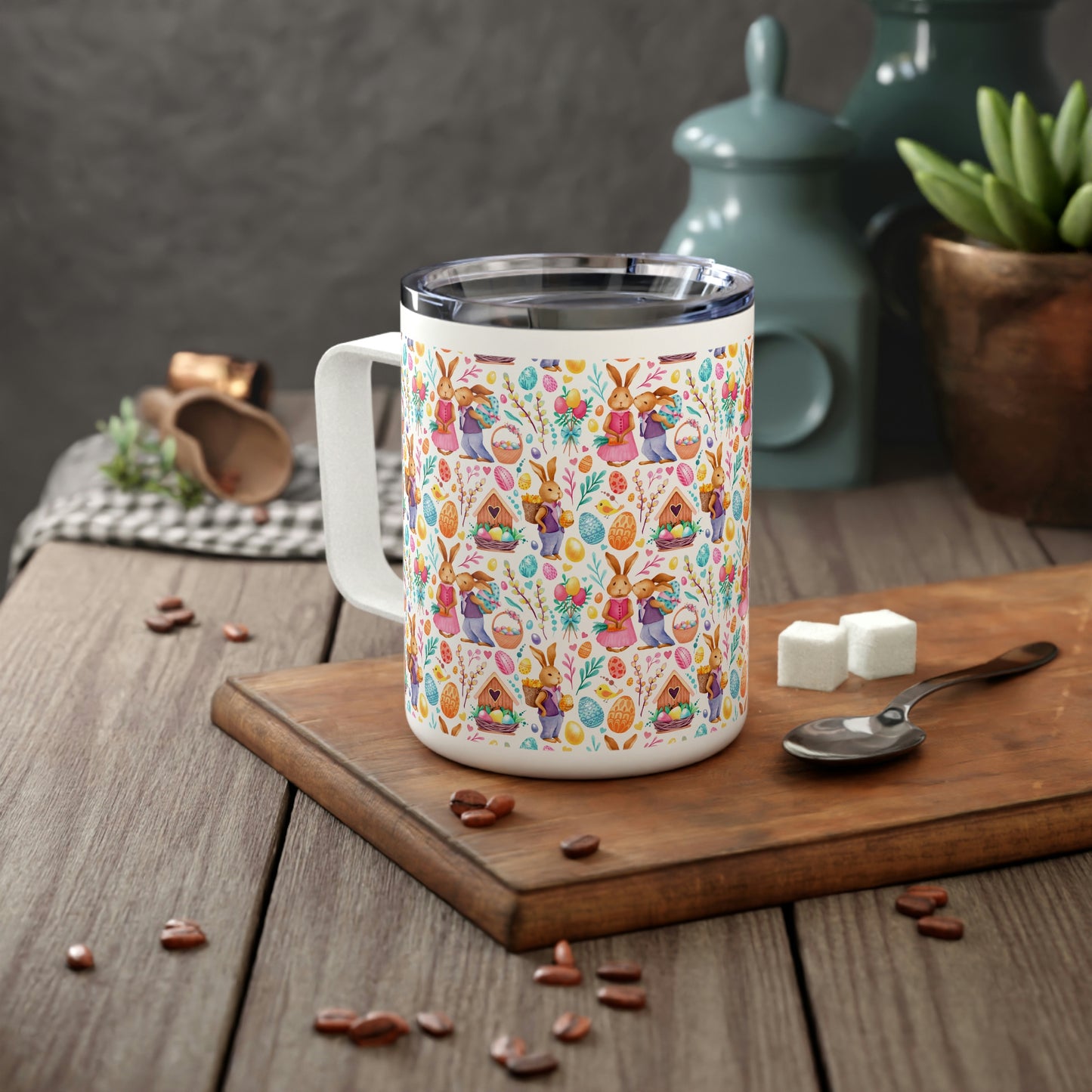 Easter Love Bunnies Insulated Coffee Mug, 10oz