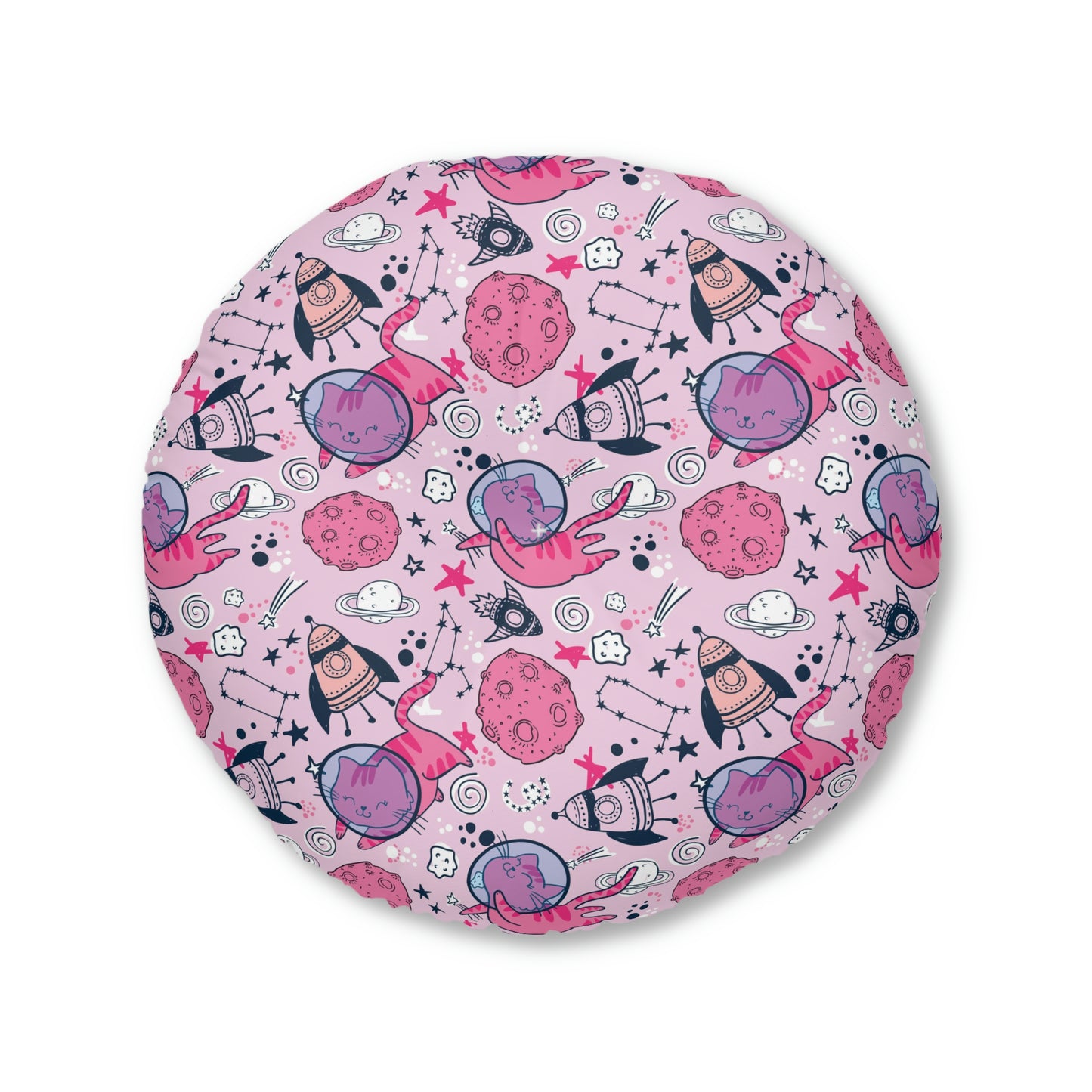 Space Cats Tufted Floor Pillow, Round