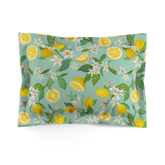 Lemons and Flowers Microfiber Pillow Sham