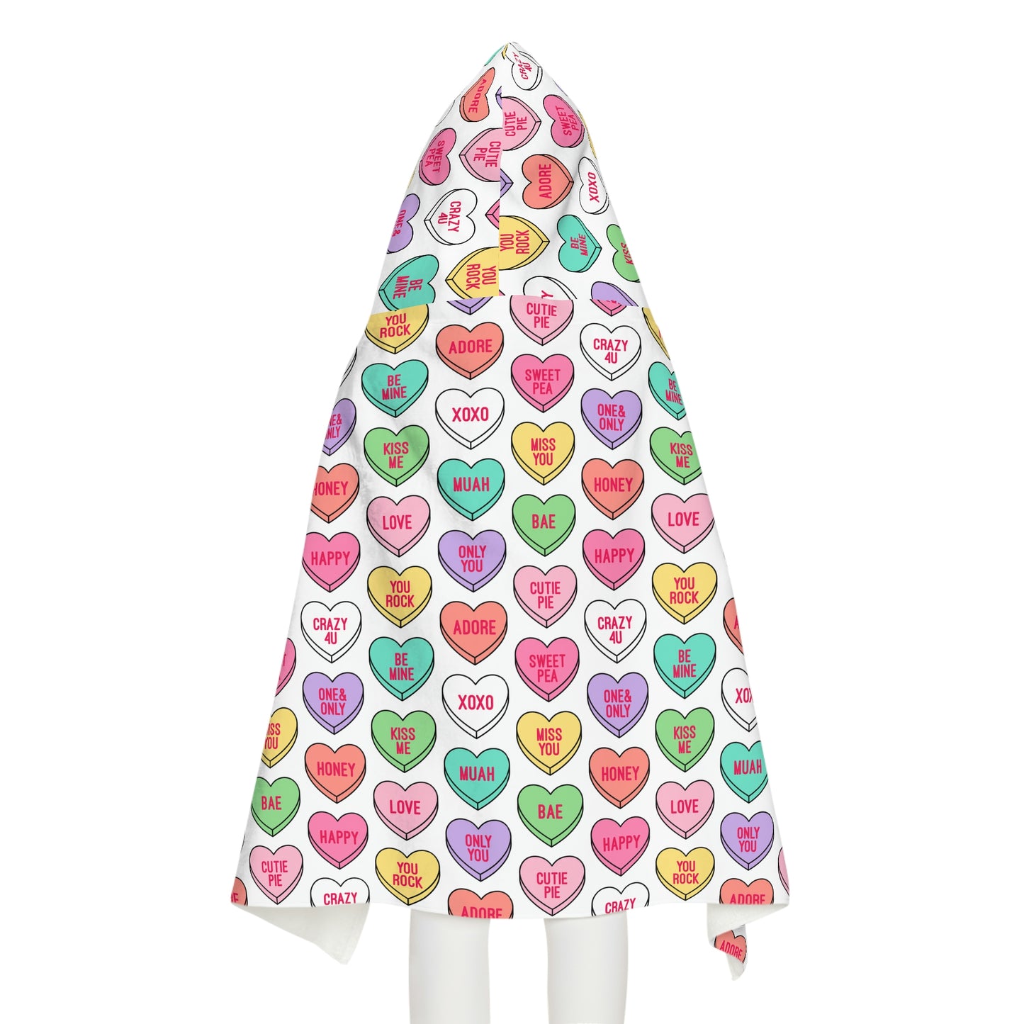 Candy Conversation Hearts Youth Hooded Towel