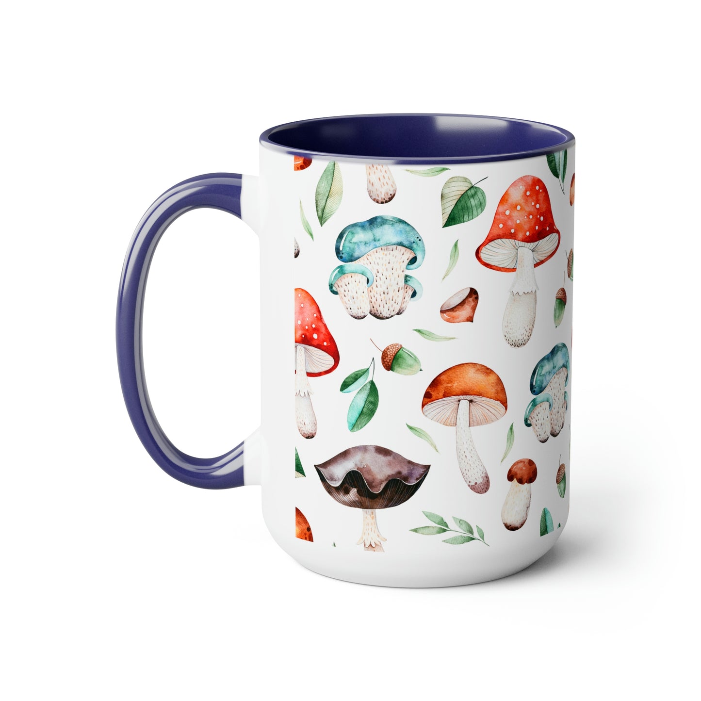 Acorns and Mushrooms Two-Tone Coffee Mug, 15oz