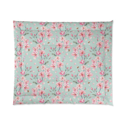 Cherry Blossoms and Honey Bees Comforter