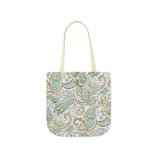 Green Paisley Polyester Canvas Tote Bag