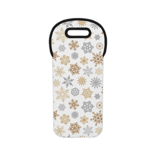 Gold and Silver Snowflakes Wine Tote Bag