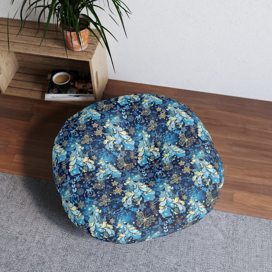 Magical Snowflakes Tufted Floor Pillow, Round
