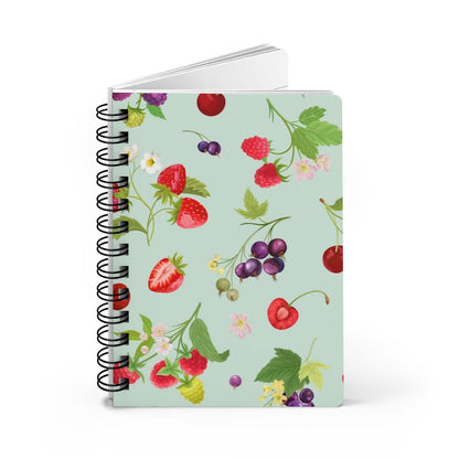 Cherries and Strawberries Spiral Bound Journal - Puffin Lime