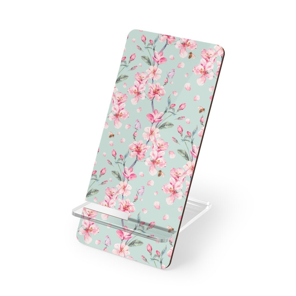 Cherry Blossoms and Honey Bees Mobile Display Stand for Smartphones - Puffin Lime
