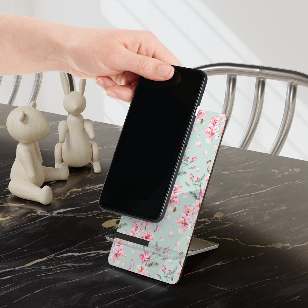 Cherry Blossoms and Honey Bees Mobile Display Stand for Smartphones - Puffin Lime