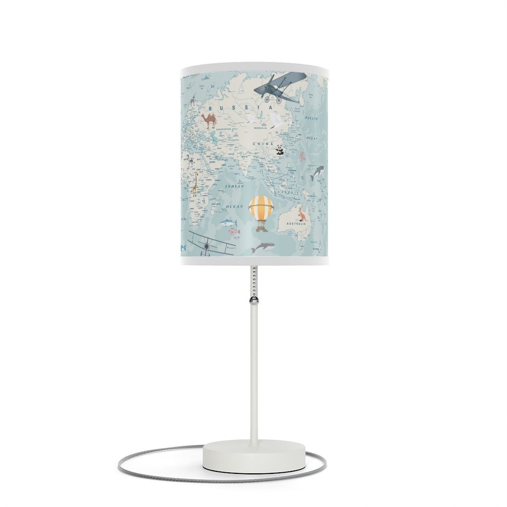 Children's World Map Table Lamp - Puffin Lime