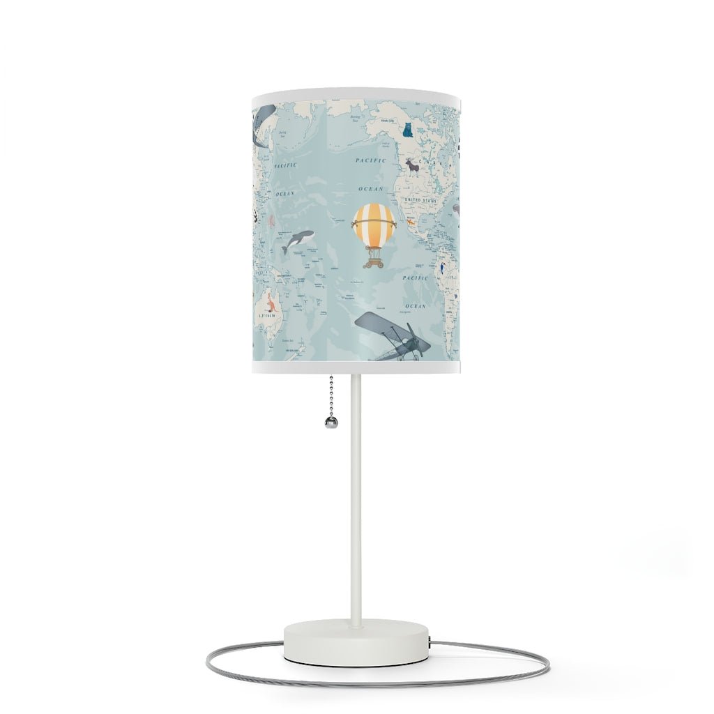Children's World Map Table Lamp - Puffin Lime