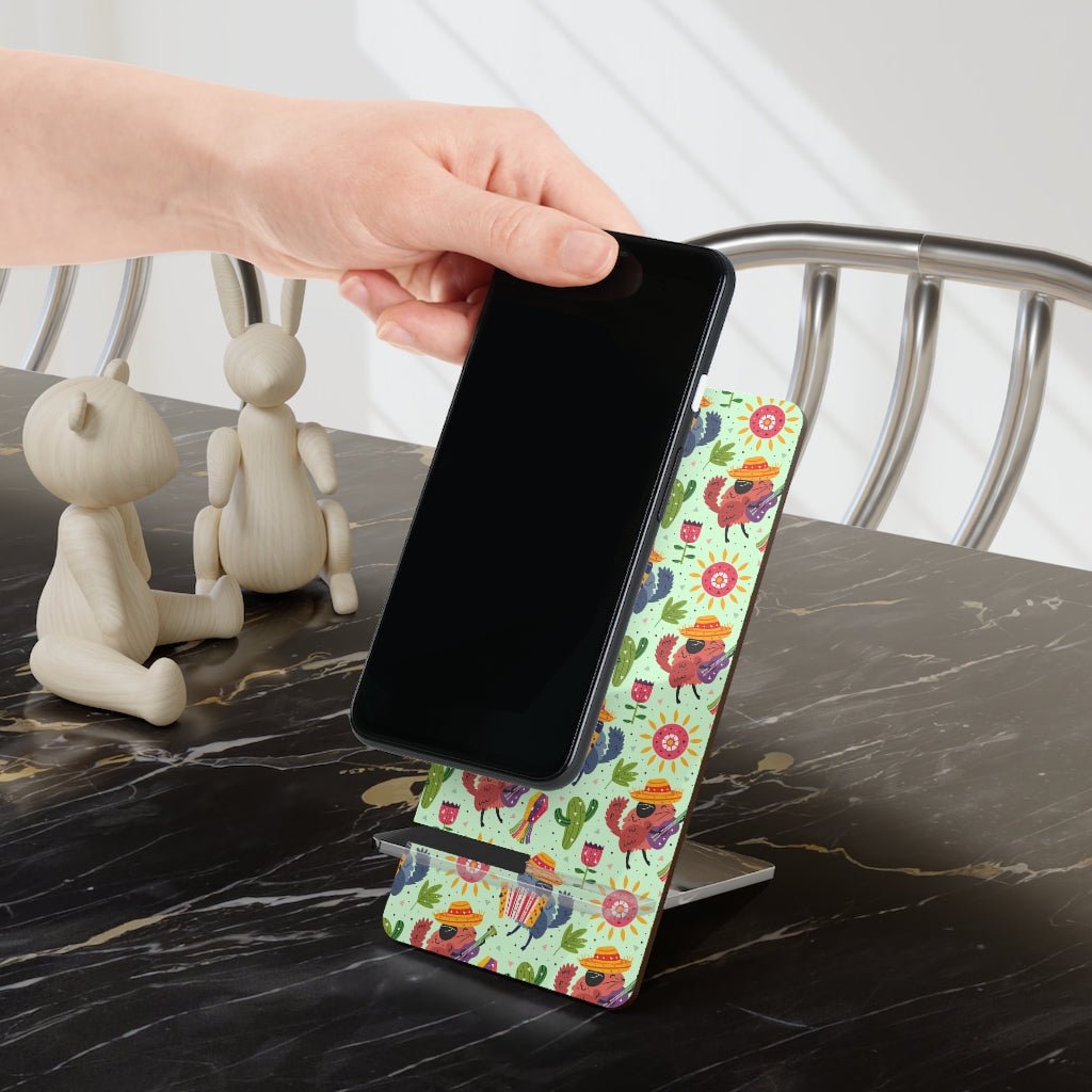 Chinchillas in Sombreros Mobile Display Stand for Smartphones - Puffin Lime