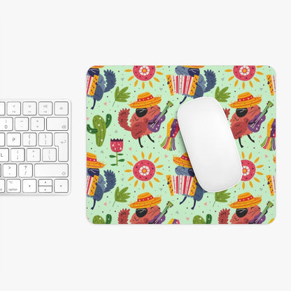 Chinchillas in Sombreros Mouse Pad - Puffin Lime