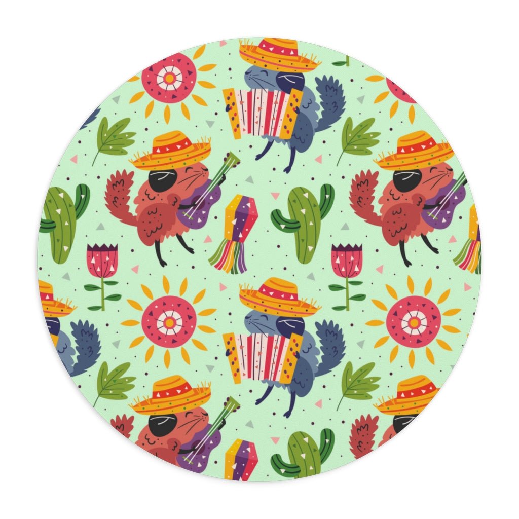 Chinchillas in Sombreros Mouse Pad - Puffin Lime