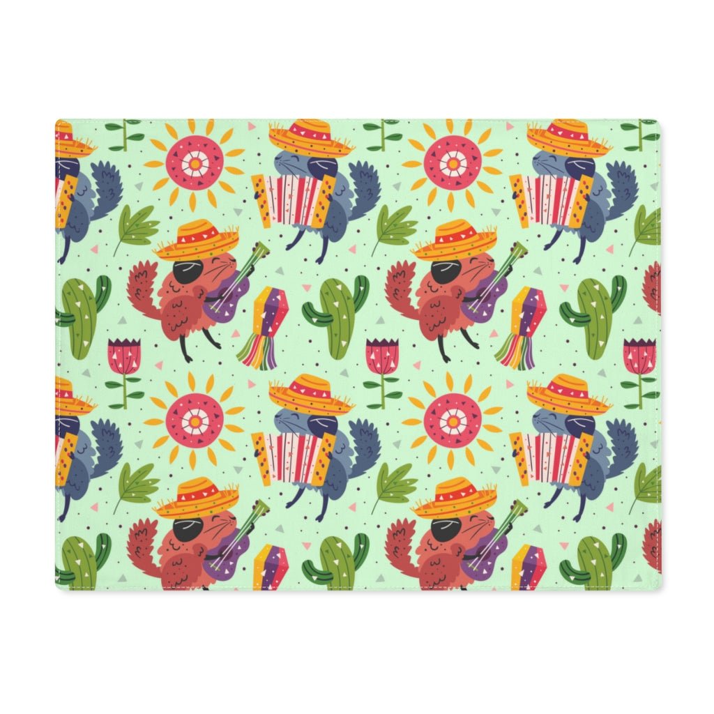 Chinchillas in Sombreros Placemat - Puffin Lime