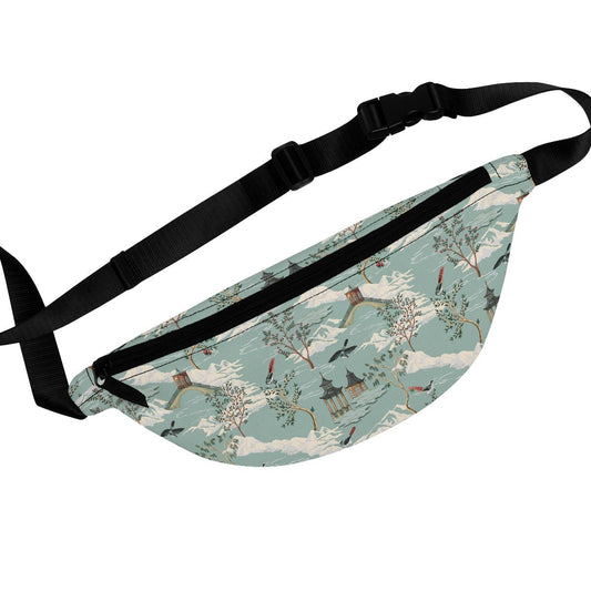 Chinoiserie Chinese Pagoda Fanny Pack - Puffin Lime