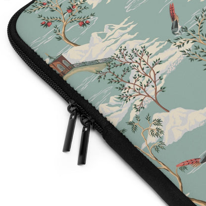 Chinoiserie Chinese Pagoda Laptop Sleeve - Puffin Lime