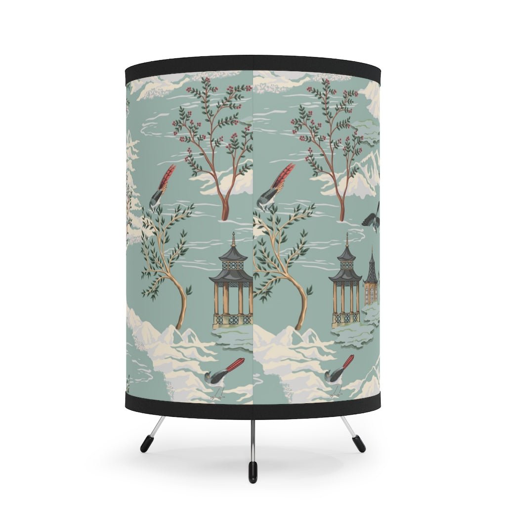 Chinoiserie Chinese Pagoda Tripod Lamp - Puffin Lime