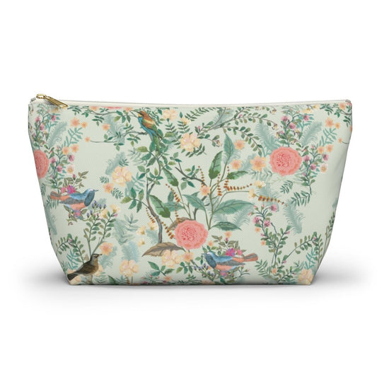 Chinoiserie Garden Accessory Pouch w T-bottom - Puffin Lime