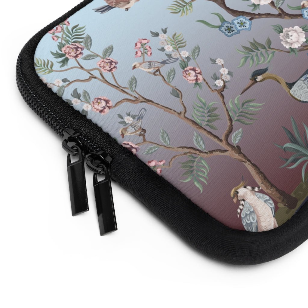 Chinoiserie Herons and Peonies Laptop Sleeve - Puffin Lime