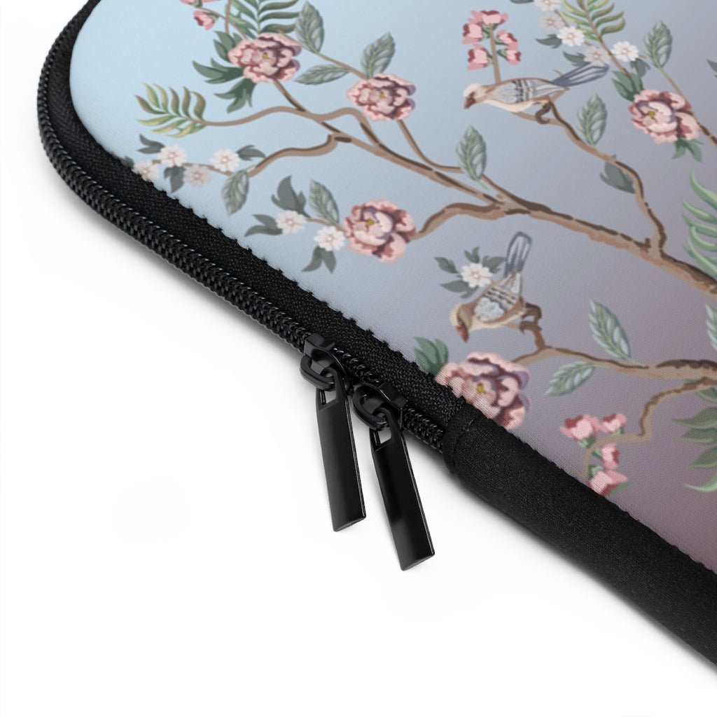 Chinoiserie Herons and Peonies Laptop Sleeve - Puffin Lime