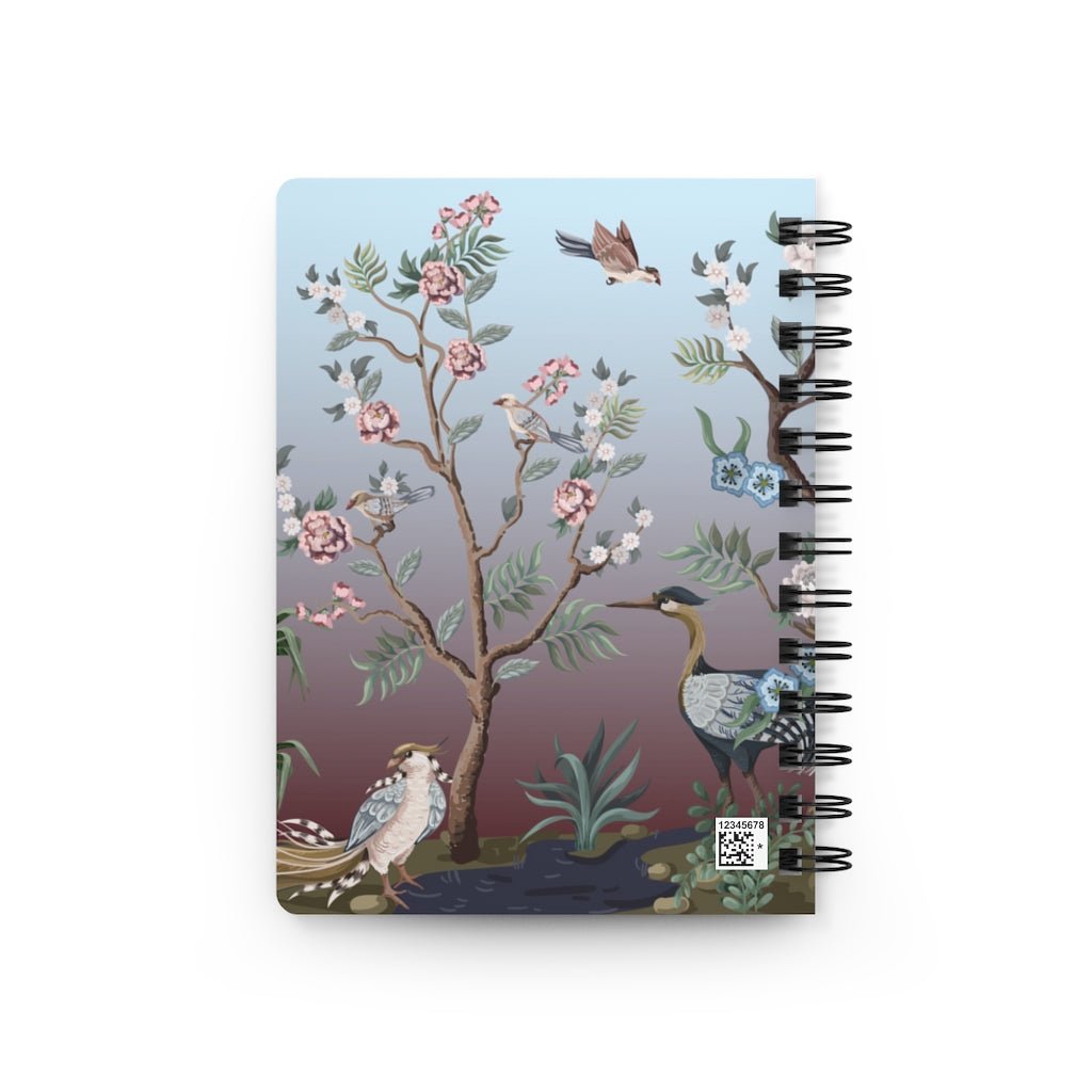 Chinoiserie Herons and Peonies Spiral Bound Journal - Puffin Lime
