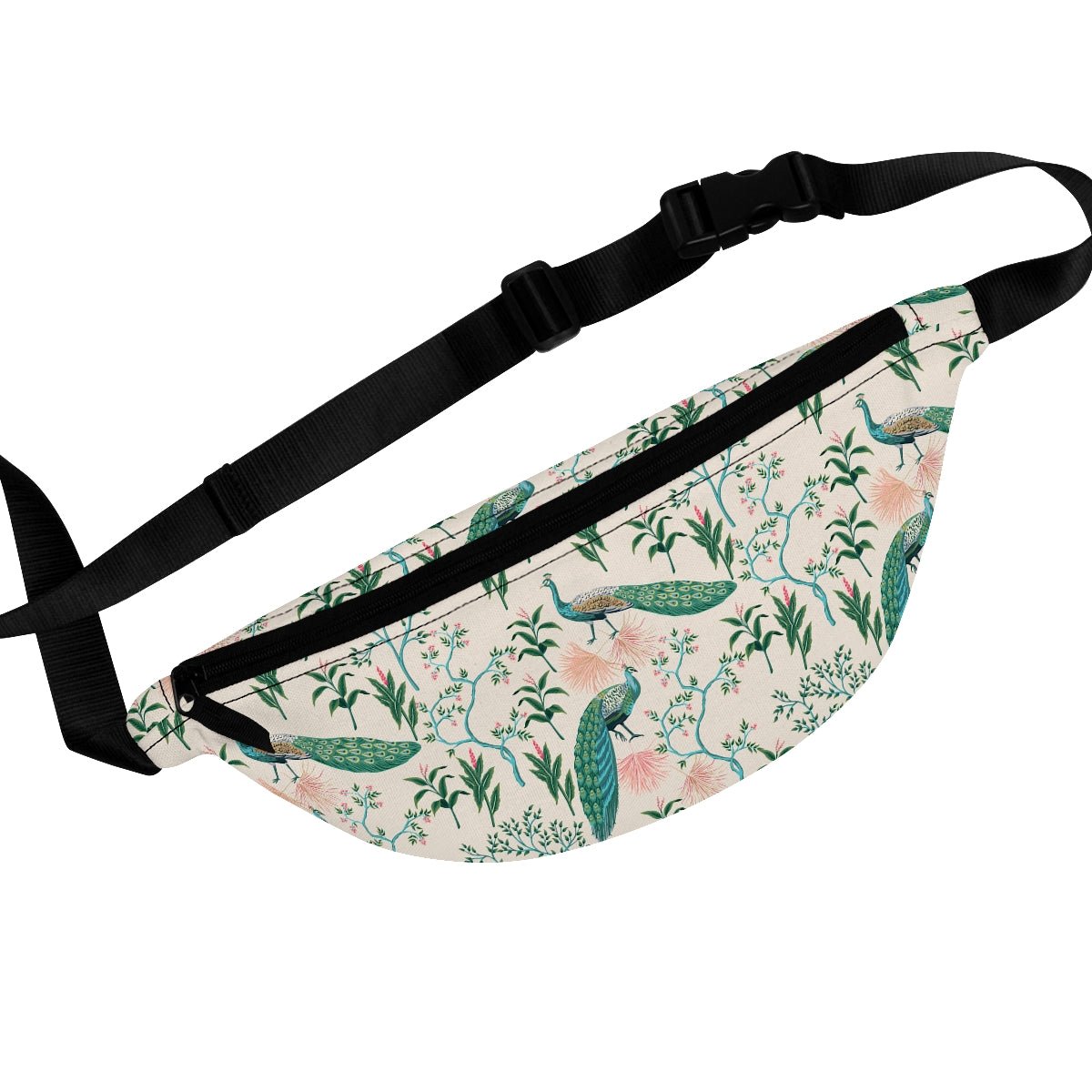 Chinoiserie Peacocks Fanny Pack - Puffin Lime