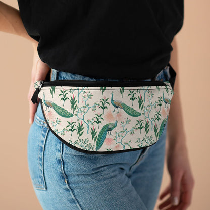 Chinoiserie Peacocks Fanny Pack - Puffin Lime