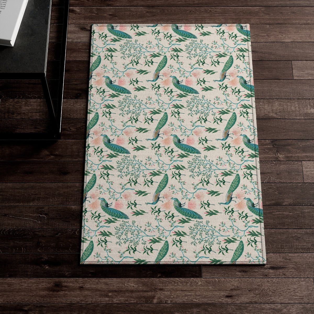 Chinoiserie Peacocks Indoor Rug - Puffin Lime