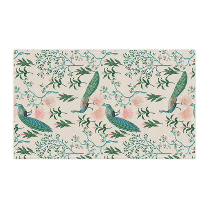 Chinoiserie Peacocks Kitchen Towel - Puffin Lime