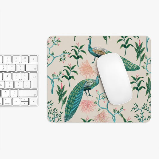 Chinoiserie Peacocks Mouse Pad - Puffin Lime