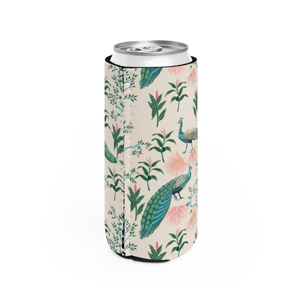 Chinoiserie Peacocks Slim Can Cooler - Puffin Lime