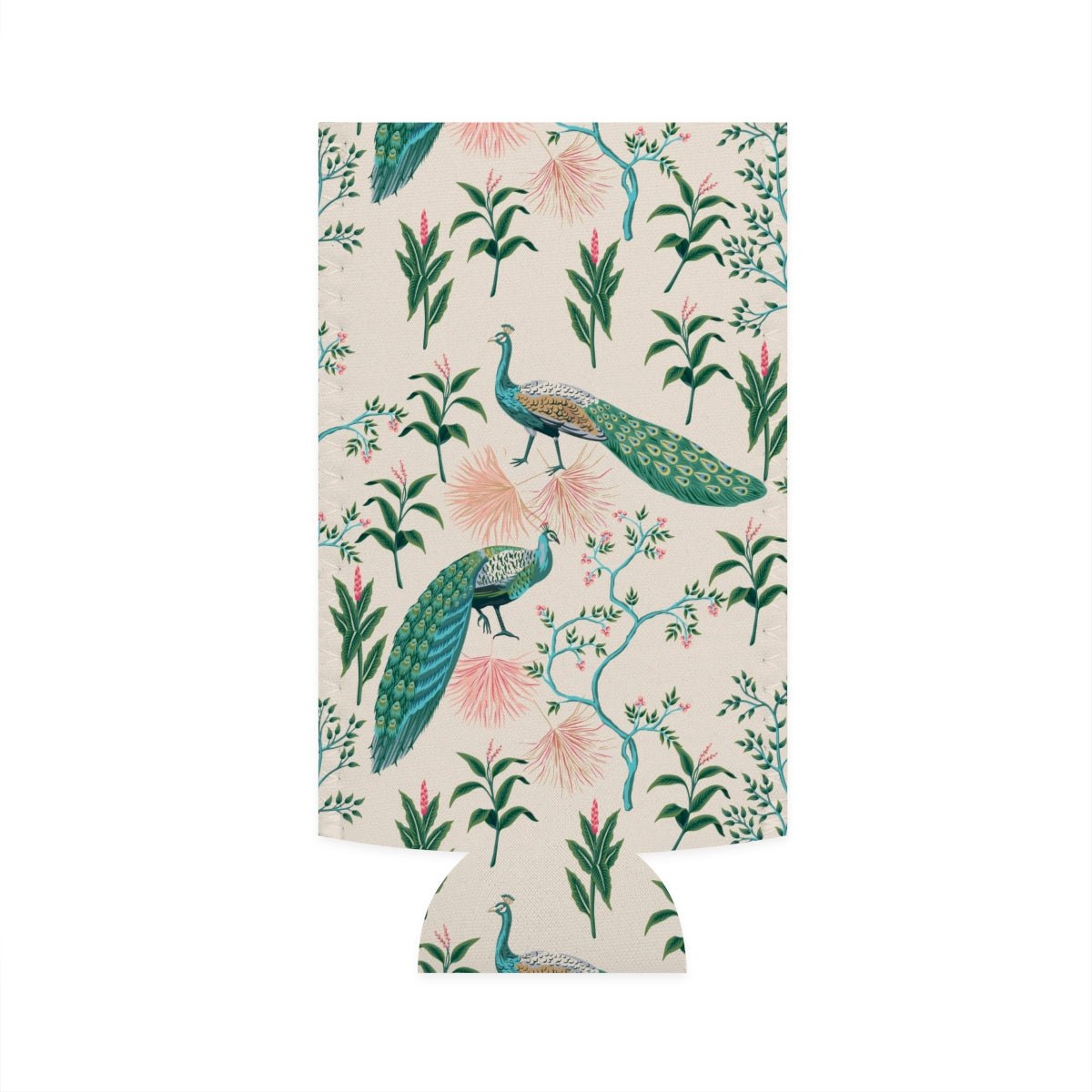 Chinoiserie Peacocks Slim Can Cooler - Puffin Lime