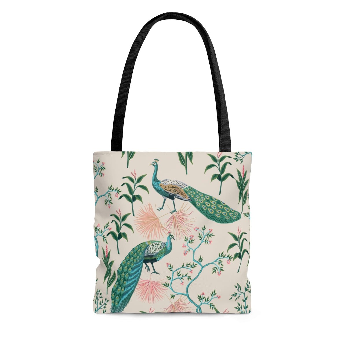 Chinoiserie Peacocks Tote Bag - Puffin Lime