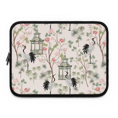 Chinoiserie Rose Trees Laptop Sleeve - Puffin Lime