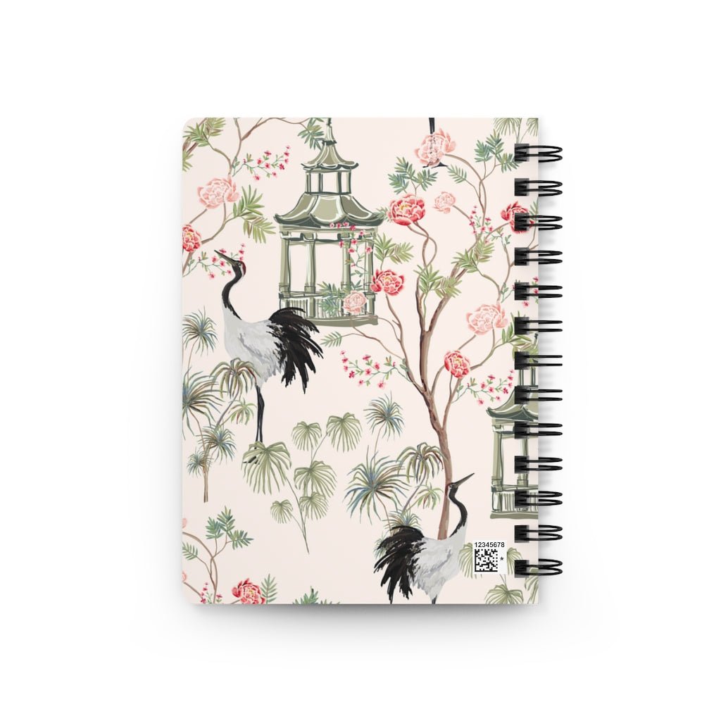Chinoiserie Rose Trees Spiral Bound Journal - Puffin Lime