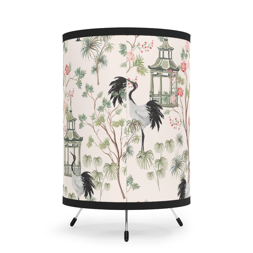 Chinoiserie Rose Trees Tripod Lamp - Puffin Lime