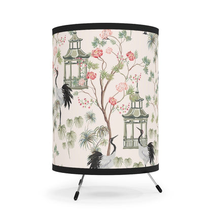 Chinoiserie Rose Trees Tripod Lamp - Puffin Lime